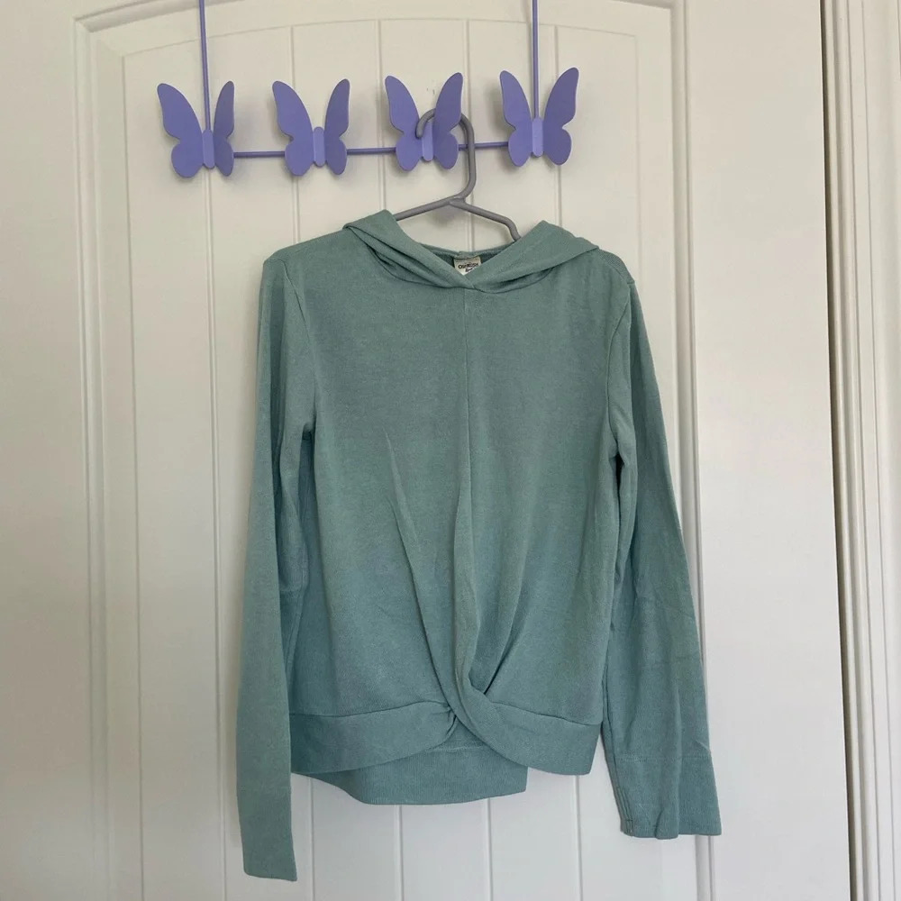 EUC | Oshkosh B’gosh girl’s twist hooded knit top —‎ size 6/6X